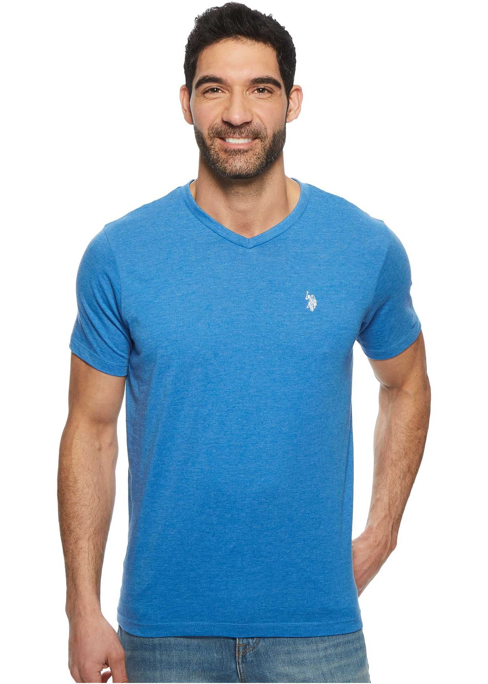 Tricou U.S. POLO ASSN. V-Neck Short Sleeve T-Shirt Blue Tile Heather