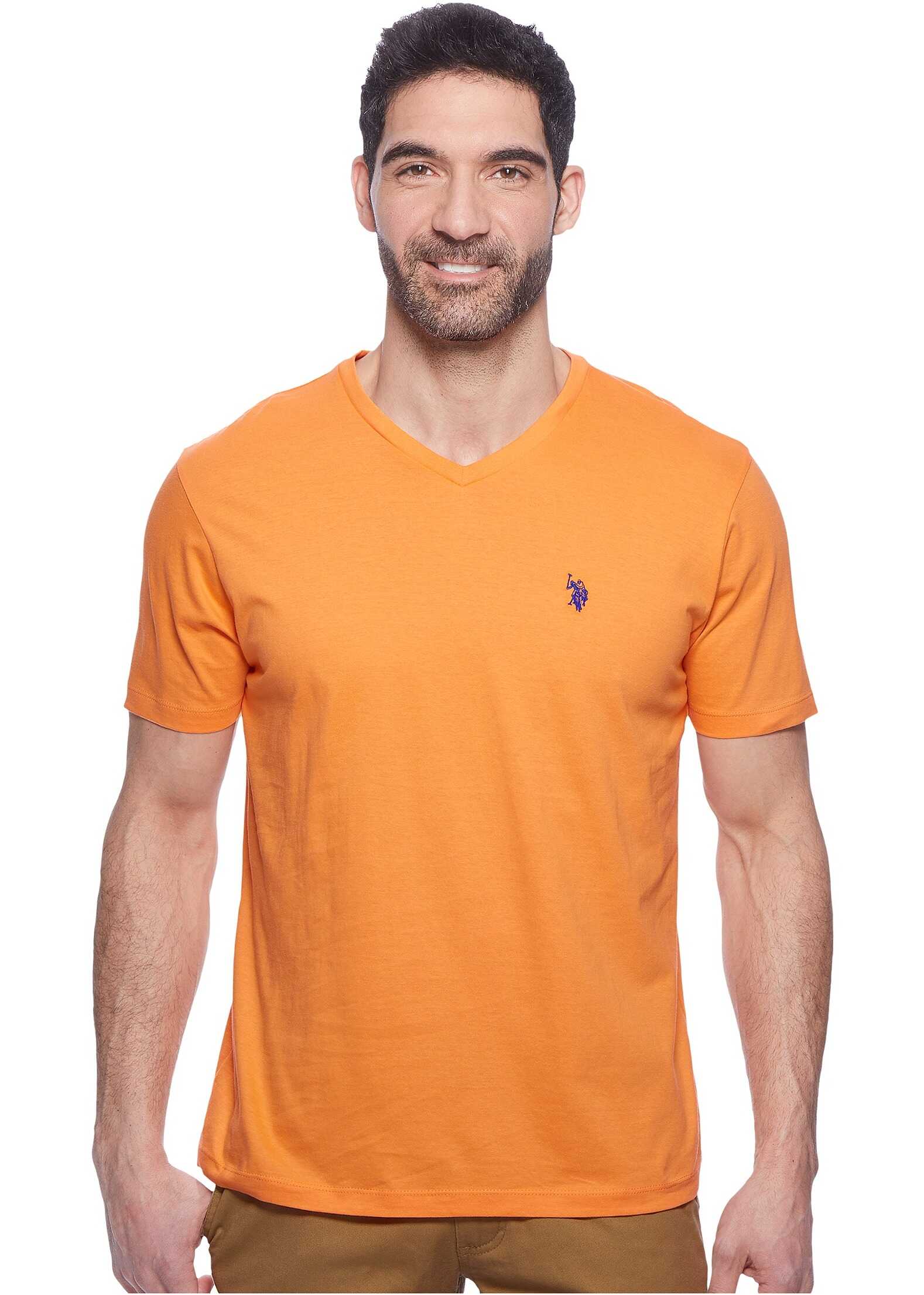 Tricou U.S. POLO ASSN. V-Neck Short Sleeve T-Shirt Honey Orange