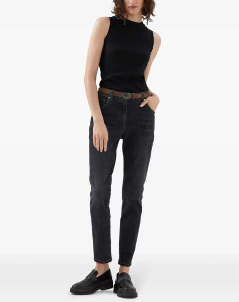 Blugi Brunello Cucinelli Skinny Jeans DARK BLACK DENIM Femei (BM 14991607) 2