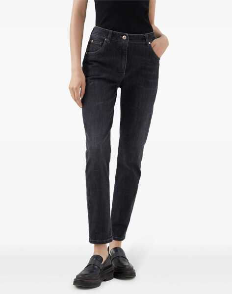 Blugi Brunello Cucinelli Skinny Jeans DARK BLACK DENIM Femei (BM 14991607) 3