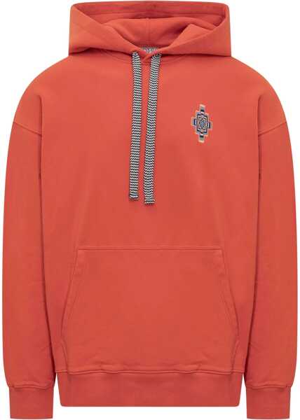 Bluze de trening Marcelo Burlon Cotton Optical Cross Hoodie With Patch Pocket Red Barbati (BM 14991925) 1