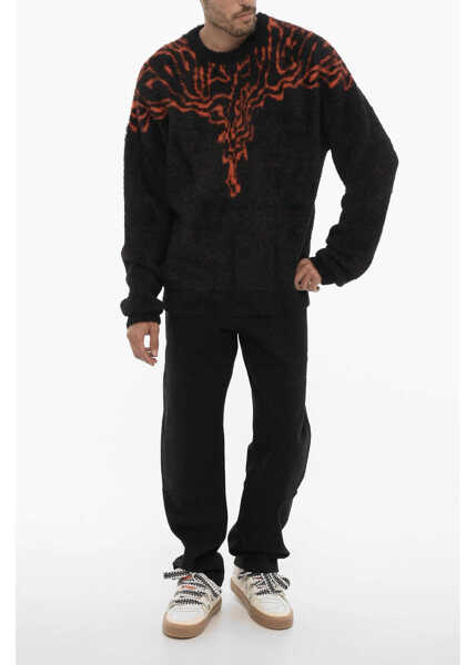 Pulovere casual Marcelo Burlon Nylon Crew-Neck Swater With Contrast Embroidery Black Barbati (BM 14991928) 4