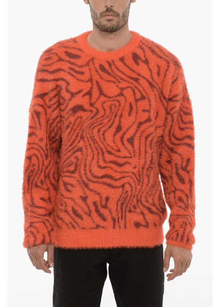 Pulovere Marcelo Burlon Crew-Neck Fluffy Sweater Orange Barbati (BM 14991931) 1