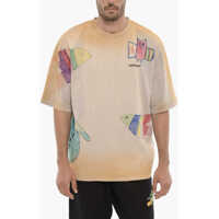 Tricouri Gradient Effect Crew-Neck T-Shirt With Prints Barbati