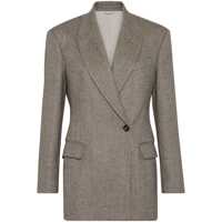 Sacouri Brown Single-Breasted Jacket With Peak Revers In Wool Blend Stretch Woman Femei