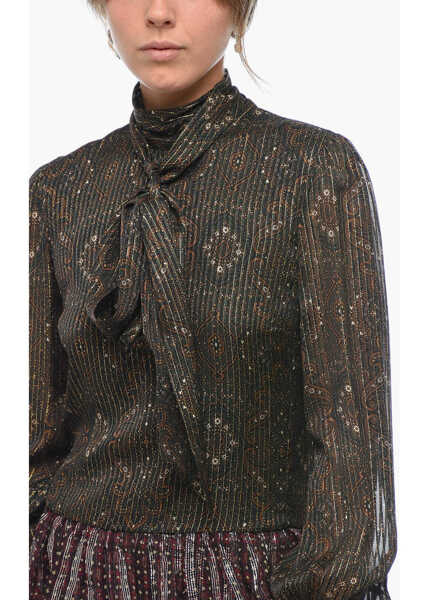 Rochii lungi Cline Tie Neck Silk Blend Dress With Lurex Motif Multicolor Femei (BM 15039805) 3