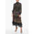 C&eacute;line Tie Neck Silk Blend Dress With Lurex Motif Multicolor