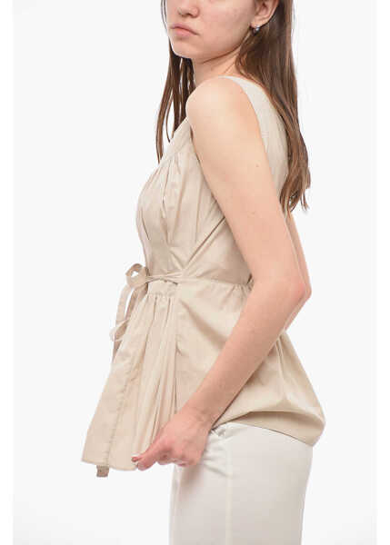 Bluze Aspesi Pleated Top With Belt Beige Femei (BM 15081841) 2