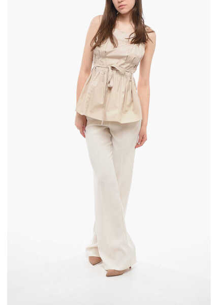 Bluze Aspesi Pleated Top With Belt Beige Femei (BM 15081841) 4