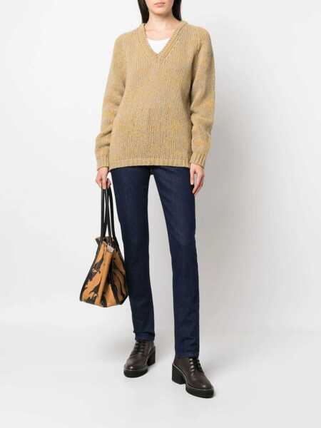 Pulovere Aspesi V-Neck Sweater YELLOW Femei (BM 15082225) 2