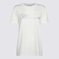 Tricouri Blumarine White Cotton T-Shirt Femei