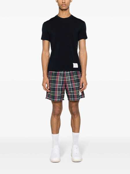 Tricouri Thom Browne Blue T-Shirt With Logo Patch In Stretch Wool Man BLUE Barbati (BM 15095083) 2