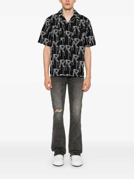 Blugi PURPLE BRAND Black Flared Jeans With Crinkled Effect In Denim Man GREY Barbati (BM 15095392) 2