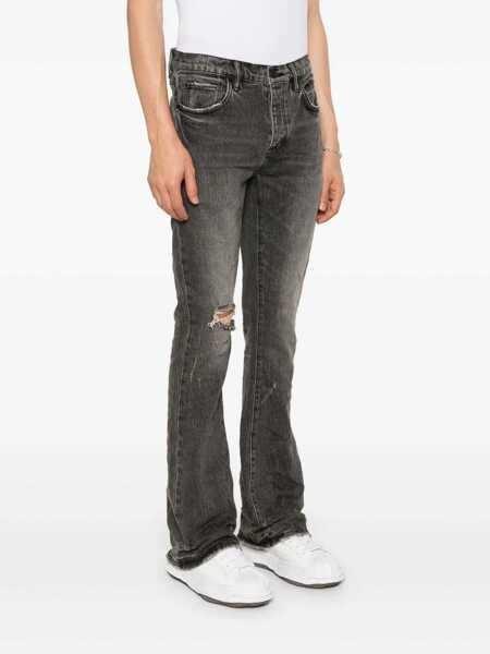 Blugi PURPLE BRAND Black Flared Jeans With Crinkled Effect In Denim Man GREY Barbati (BM 15095392) 3
