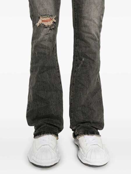 Blugi PURPLE BRAND Black Flared Jeans With Crinkled Effect In Denim Man GREY Barbati (BM 15095392) 5