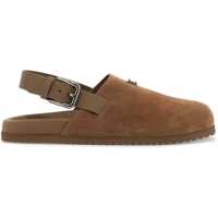 Sandale Suede Leather Clogs With Logo Plate Barbati