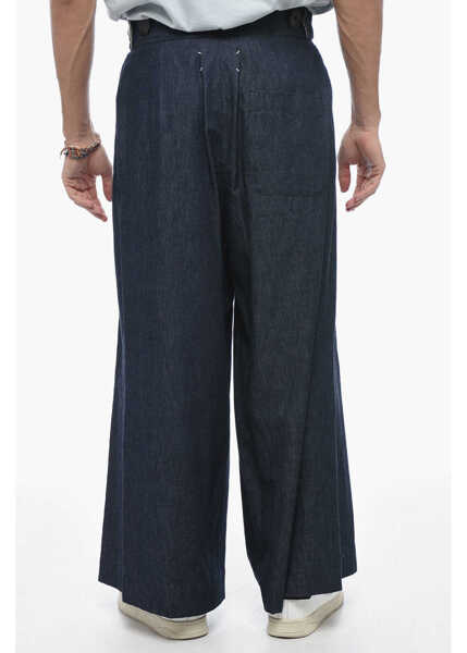 Blugi drepti Maison Margiela Mm0 Dark Washed Gaucho Denims With Martingales 40Cm Blue Barbati (BM 15098680) 2