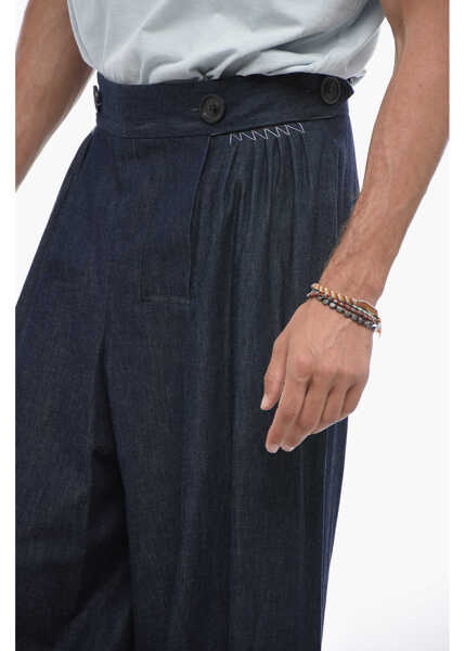 Blugi drepti Maison Margiela Mm0 Dark Washed Gaucho Denims With Martingales 40Cm Blue Barbati (BM 15098680) 3