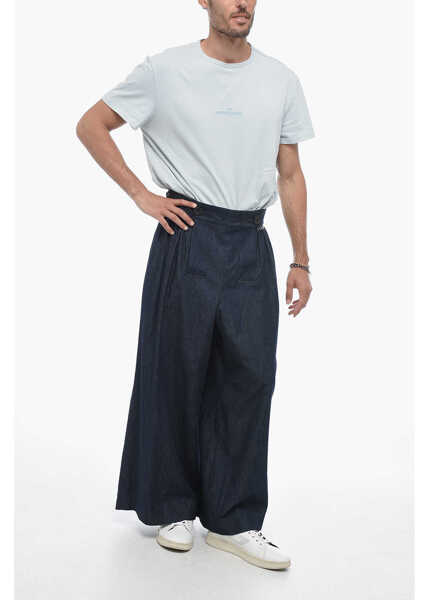 Blugi drepti Maison Margiela Mm0 Dark Washed Gaucho Denims With Martingales 40Cm Blue Barbati (BM 15098680) 4