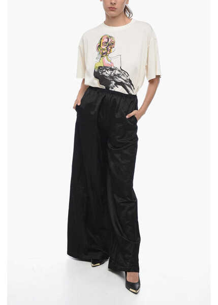 Pantaloni casual Maison Margiela Mm6 Viscose Blend Wide-Leg Pants Black Femei (BM 15098683) 4