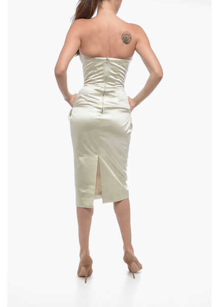 Rochii lungi Maison Margiela Mm1 Satin Peplum Dress With Pockets Green Femei (BM 15098716) 2