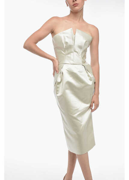 Rochii lungi Maison Margiela Mm1 Satin Peplum Dress With Pockets Green Femei (BM 15098716) 4