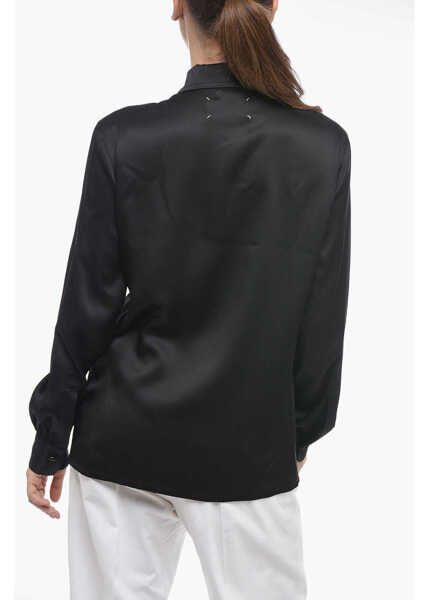 Camasi casual Maison Margiela Mm1 Satin Shirt With Spread Collar Black Femei (BM 15098719) 2