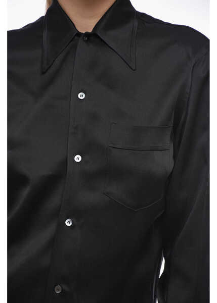 Camasi casual Maison Margiela Mm1 Satin Shirt With Spread Collar Black Femei (BM 15098719) 3