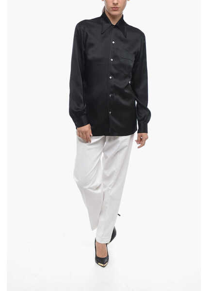 Camasi casual Maison Margiela Mm1 Satin Shirt With Spread Collar Black Femei (BM 15098719) 4