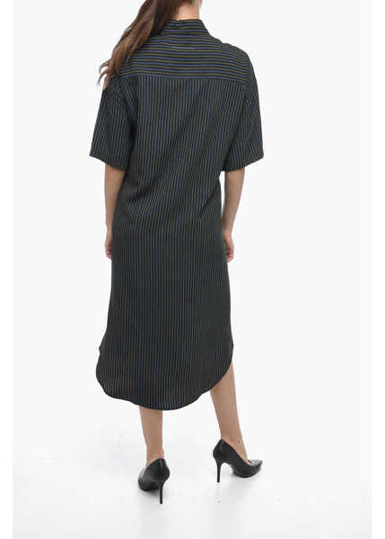 Rochii lungi Maison Margiela Mm6 Single-Pleated Cotton Shirt Dress With Balanced Stripe M Black Femei (BM 15098728) 2