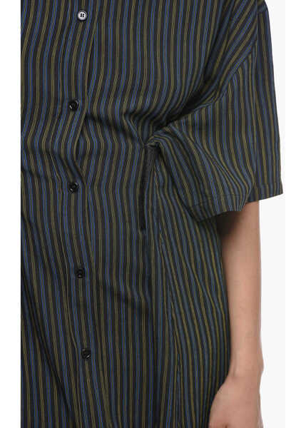 Rochii lungi Maison Margiela Mm6 Single-Pleated Cotton Shirt Dress With Balanced Stripe M Black Femei (BM 15098728) 3