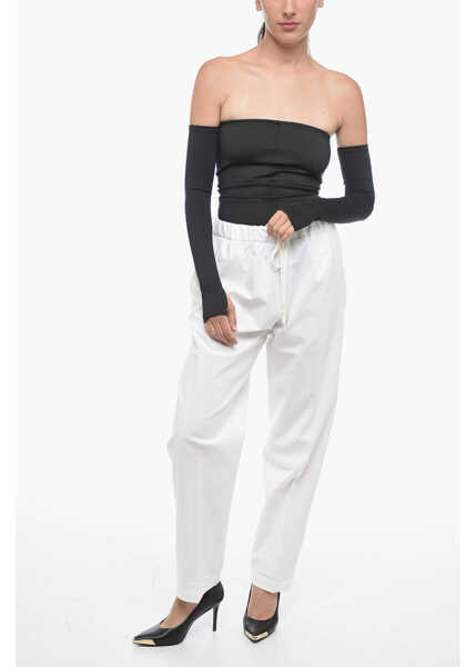 Pantaloni casual Maison Margiela Mm6 Linen Blend Drawstringed Pants White Femei (BM 15098743) 4