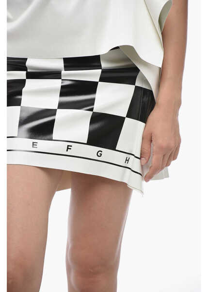 Bluze Maison Margiela Mm6 Off-Shoulder Chessboard Eco-Leather Top White Femei (BM 15098773) 3