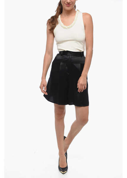 Pantaloni scurti BY MALENE BIRGER Single-Pleat Satin Povilla Shorts Black Femei (BM 15124147) 4