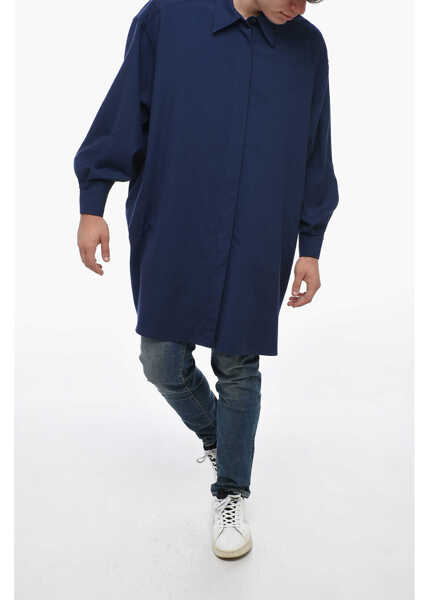 Camasi casual Destin Twill Wool Linda Overshirt With Hidden Buttoning Blue Barbati (BM 15124714) 4