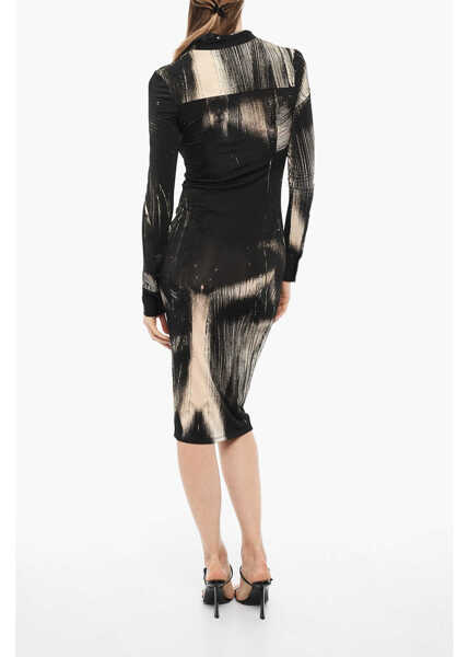 Rochii lungi LOUISA BALLOU Long Sleeved Patterned Shirt Dress Black Femei (BM 15124951) 2