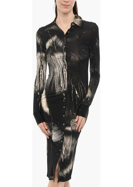 Rochii lungi LOUISA BALLOU Long Sleeved Patterned Shirt Dress Black Femei (BM 15124951) 4