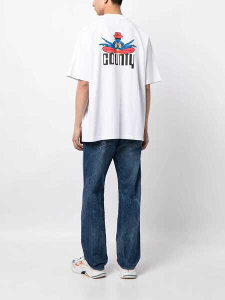 Tricouri Marcelo Burlon Printed Disco God Crew-Neck T-Shirt White Barbati (BM 15125110) 2