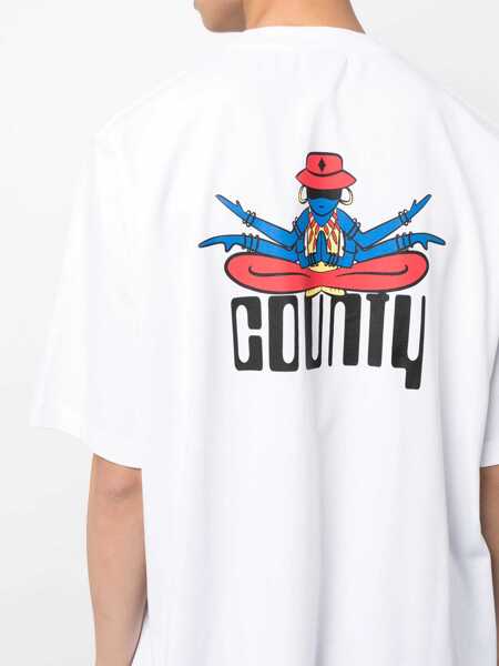 Tricouri Marcelo Burlon Printed Disco God Crew-Neck T-Shirt White Barbati (BM 15125110) 5