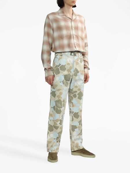 Camasi casual RHUDE Checked Shirt With Embroidered Logo Beige Barbati (BM 15125122) 2