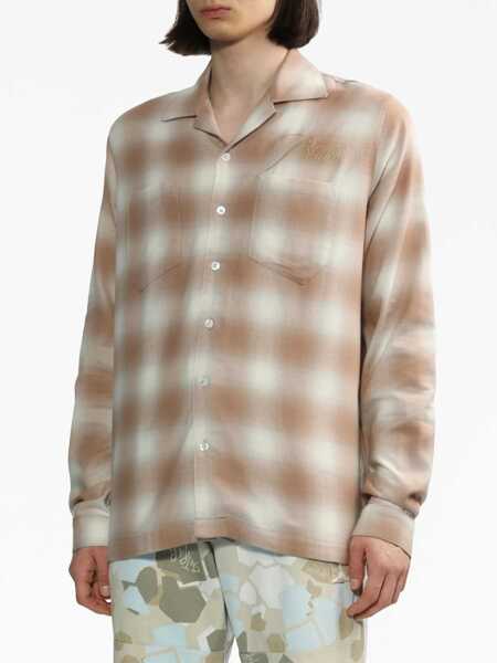 Camasi casual RHUDE Checked Shirt With Embroidered Logo Beige Barbati (BM 15125122) 3