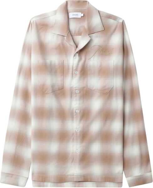 Camasi casual RHUDE Checked Shirt With Embroidered Logo Beige Barbati (BM 15125122) 1