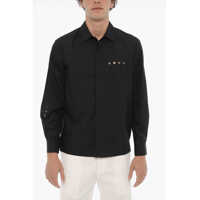 Camasi casual Standard Collar Eyelet Loose Fit Shirt Barbati
