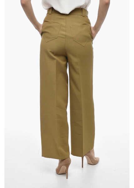 Pantaloni casual Khaite 4 Pocket Cropped Fit Wool Blend Pants Green Femei (BM 15148219) 2