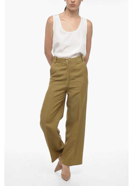 Pantaloni casual Khaite 4 Pocket Cropped Fit Wool Blend Pants Green Femei (BM 15148219) 4