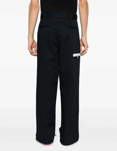 Pantaloni casual Palm Angels High-Waisted Straight Leg Pants Blue Barbati (BM 15148222) 4