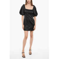 Rochii scurte Satin Mini Dress With Balloon Sleeves Femei