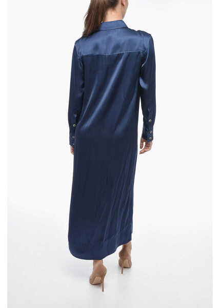 Rochii lungi Loulou Studio Long Sleeve Satin Shirt Dress Blue Femei (BM 15148261) 2
