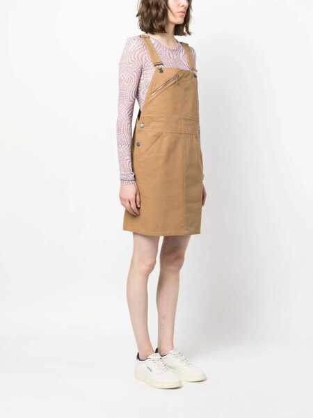 Rochii scurte A.P.C. Dungarees With Square Neckline Brown Femei (BM 15148282) 3