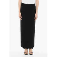 Fuste lungi Solid Color Jute Maxi Skirt With Double Split Femei